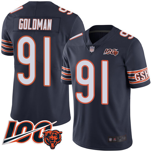 Chicago Bears Limited Navy Blue Men Eddie Goldman Home Jersey NFL Football 91 100th Season